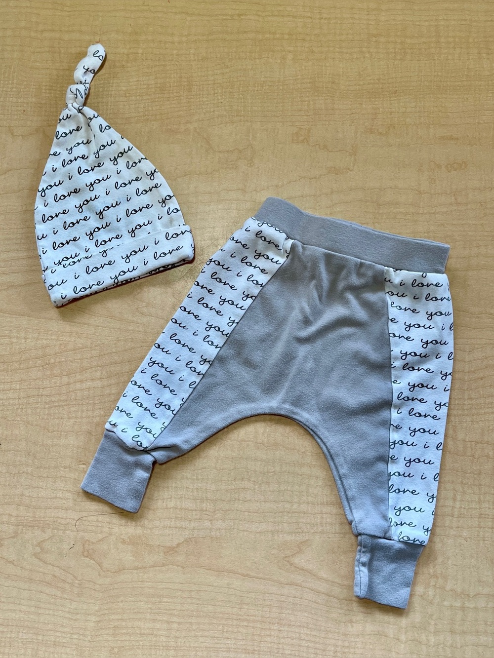 Cat & Dogma Organic Cotton I Love You Set Baby Pants Hat Unisex 0-6M 6-12M